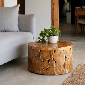 Mesa de Centro ARTERRA Premium Rústica de Raíz de Teca, Hecha a Mano, con Textura Natural de Teca, para Sala de Estar - Product Image 3