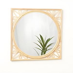 Espejo de mimbre de estilo clásico bohemio, decoración colgante de pared, espejos enmarcado - Product Image 2