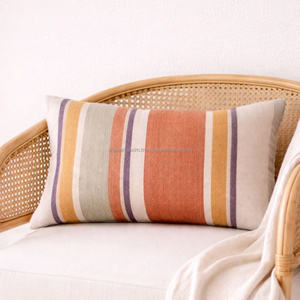 Housse de coussin lombaire tissée à la main, beige naturel, 30 × 50 cm, à rayures horizontales, coussin décoratif - Product Image 3