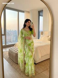 Collection de Sarees et Blouses en Chiffon Fantaisie avec Imprimé Prisme et Broderies – Nouvelle Collection Élégante et Tendance – Saree Love - Product Image 3