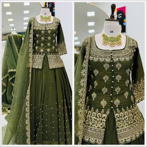 New Arrivals Latest Fashion Elegant Wedding <b>Party</b> Wear <b>Top</b> Lehenga Dupatta Set simmer silk - Product Image 2