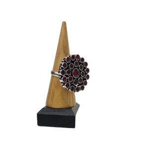 Bague de fiançailles fantaisie bohème en argent plaqué avec pierre de perle naturelle rouge sang et sertissage griffe de basse, pour femme, cadeau de shopping - Product Image 3