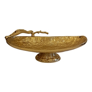 Ensemble de 2 plateaux de service en métal doré, décoratifs et cannelés, pour fruits, centre de table. - Product Image 2