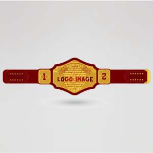 Ceinture de championnat poids lourd KAOS, quatre plaques latérales, métal doré, sangle rouge, plaque centrale personnalisable, équipement de lutte - Product Image 2