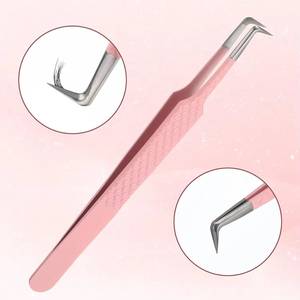 Pince à épiler de précision rose Morje Surgical en acier inoxydable à pointe lisse 10 mm pour extension de cils - Product Image 3