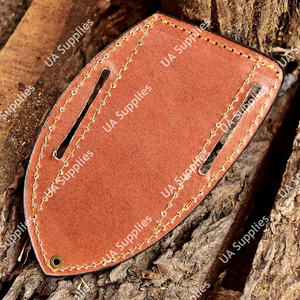 ซองใส่มีดพับหนังคุณภาพสูงแบบแนวนอน สไตล์ตะวันตก พร้อมสายรัดเข็มขัด สำหรับมีด Artisan Tooled Pancake Knife - Product Image 6