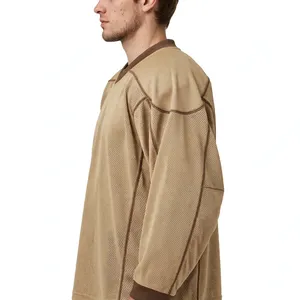 <b>Men's</b> Beige Polyester Ice Hockey Jersey Breathable Sleeveless <b>Pullover</b> Adult Sport Wear All Seasons - Product Image 4