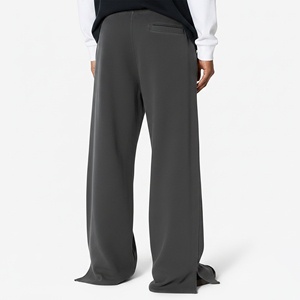 Nouveau style vintage, pantalon de survêtement à cordon de serrage, coupe droite, en laine mi-lourde, respirant, écologique, 100% coton, à bas large - Product Image 3