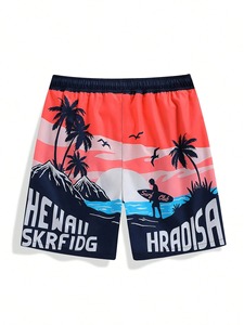 Vintage Plant 3D Printed Board Shorts <b>Mens</b> Palm Graphic Short Pants Summer Hawaiian Breathable Swim <b>Trunks</b> Kids Loose Ice Shorts - Product Image 2