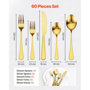 Set di posate in acciaio inossidabile per uso alimentare da 12 pezzi con 60 pezzi per hotel - Lavabile in lavastoviglie - Product Image 2