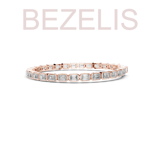 Pulsera de tenis con diamantes cultivados en laboratorio, corte princesa, bisel de oro amarillo, joyería fina de lujo, regalo de aniversario para ella - Product Image 4