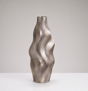Jarrón Metálico Plateado Contemporáneo, Diseño Ondulado Orgánico Único, Florero Alto para Decoración de Interiores de Sala de Estar, Suministro al por Mayor - Product Image 3