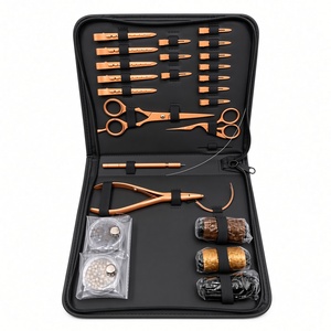 Kit d'installation d'extensions capillaires portable de qualité professionnelle pour salons, avec étui zippé, pinces, ciseaux, clips, outil à boucles, logo et couleur personnalisables - Product Image 5
