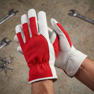 Gants de protection individuelle haute performance en cuir de chèvre avec logo personnalisé, résistants à la chaleur et à la déchirure, avec manchette élastique - Product Image 5