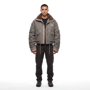 Blouson matelassé court pour homme en toile cirée épaisse, rembourrage 800 cuin, doublure en soie Habotai, vêtement d'extérieur d'hiver - Product Image 1