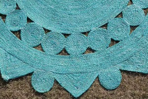 Natural Design Flower Embroidered Handmade Woven <b>Jute</b> Braided <b>Round</b> Carpet <b>Rugs</b> for Home Living Room Hotel Hospital - Product Image 2