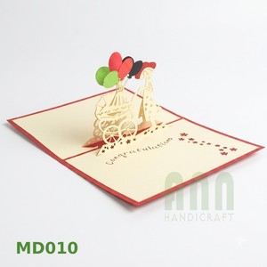 Cartes de vœux 3D pliables en papier faites à la main, traditionnelles, avec vernis mat, du Vietnam - Fête des Pères, Fête des Mères, Baby Shower, Anniversaire - Product Image 1