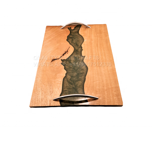 Quality Handicrafts India <b>Large</b> Personalized Epoxy Resin Mango Wood Kitchenware <b>Tray</b> 43x30cm Natural Finish EPCH Certified - Product Image 2