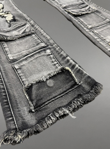 <b>Men's</b> Custom Stonewashed <b>Denim</b> <b>Jogger</b> Pants Mid Waist Button Fly Multiple Pockets Casual Streetwear Breathable Straight Fit - Product Image 5