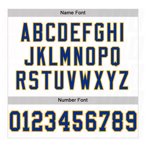 Custom <b>White</b> and Royal Blue <b>Football</b> Jersey with Gold Mesh Accents Authentic Style American <b>Football</b> Uniform Breathable Performa - Product Image 4
