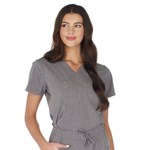 Custom Knitted Women's <b>Scrub</b> <b>Tops</b> Short Sleeve V Neck Pockets Design Wholesale Factory Price Nursing Wear - Product Image 2
