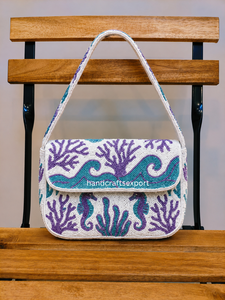 Sac à bandoulière de luxe fait main en perles de récif marin |   Sac à main de créateur professionnel portable pour femme |   Boutique solide et sécurisée - Product Image 1