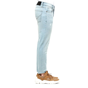 Jeans Rasgados Azul Claro para Hombre, Corte Slim Fit, Pantalones de Mezclilla Desgastados, Elásticos, Casuales, Ajustados, con Detalles Desgarrados - Product Image 4