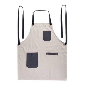 Tablier simple en tissu gris tissé, 1 à 4 poches, lavable en machine, pour la cuisine et l'usage quotidien - Product Image 4