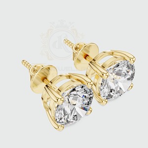 4 Carat Round Moissanite Drop <b>Stud</b> & Dangle Earrings 18K Gold Plated Wedding Jewelry - Product Image 2