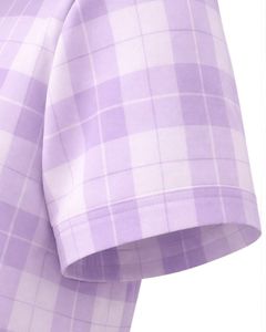 Lavender And White Plaid Womens Short Sleeve Button Up Shirt Casual Summer Lightweight Breathable <b>Checkered</b> <b>Top</b> With Pocket - Product Image 5