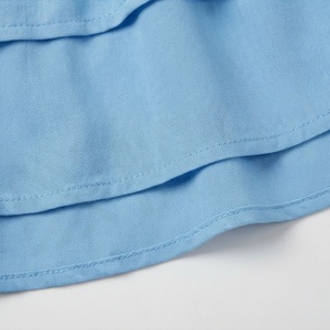 Mini-jupe trapèze bleu clair pour femme, taille élastique, volants en mousseline, style doux, tenue décontractée d'été - Product Image 6