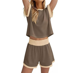 Women's Two Piece <b>Set</b> Sleeveless Crop Top And Shorts Matching Outfit Solid Color Loose Fit Casual Spring Summer Wear - Product Image 3