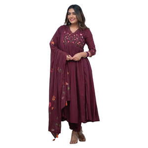 Elegante Conjunto de Traje Anarkali de Algodón Premium para Mujer, Atuendo Étnico Cómodo al Mejor Precio al por Mayor - Product Image 1