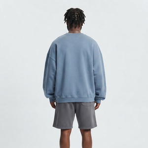 <b>Men's</b> Oversize Crew Neck Sweatshirt 100% Cotton French Terry Casual Pullover Winter Wear 30GGSM Drop Shoulder Sweatshirt <b>Men</b> - Product Image 2