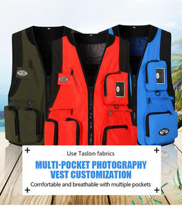 High Visibility Red Safety Vest With <b>Multiple</b> Pockets Unisex Workwear Polyester Material - Product Image 5