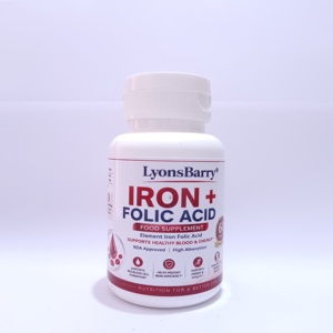 Capsules de fer et d'acide folique pour adultes – Soutien de l'hémoglobine, santé de la grossesse et du sang – Complément alimentaire sans gluten et sans produits laitiers - Product Image 1