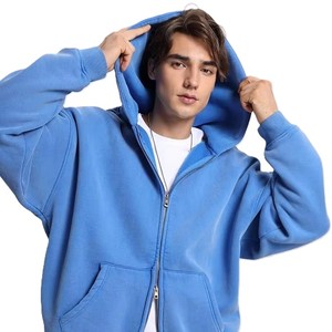Sweat-shirt à capuche zippé unisexe, coupe oversize, en molleton de coton épais, style vintage - Product Image 5
