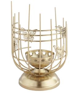 Golden Butterfly Cage Lantern <b>Candle</b> Holder with Star Cutouts for Home Decoration - Product Image 1