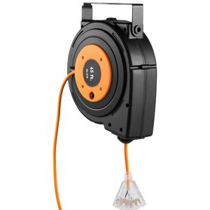 Cavo di Alimentazione Nero 12AWG/3C SJTOW con Avvolgitore Retrattile, Resistente, 45 FT, Testato, Spina 10A, Valore Nominale 15A CEE/NEMA/IEC AC - Product Image 1