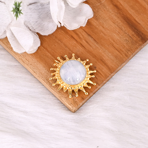 Natural Rainbow <b>Moonstone</b> Gold Plated Designer Brass <b>Pendant</b> For Women's - Product Image 2