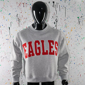 Sweat-shirt à capuche en coton gris chiné 100% coton, fils fins, sur mesure, Eagles - Product Image 1