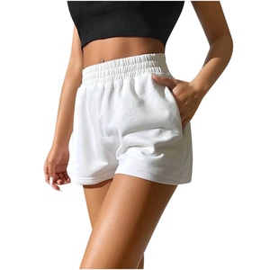 Shorts de sport décontractés pour femmes, taille régulière, grande taille, taille mi-haute, anti-plis, 100 % coton, taille élastique - Product Image 3