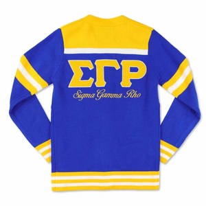 Pull-over à col en V de la sororité Sigma Gamma Rho - Patch brodé personnalisé avec le logo universitaire bleu et or - Product Image 3