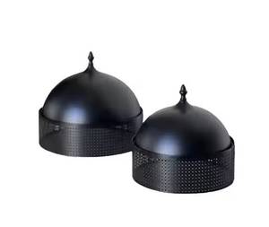 Recipiente para calentar comida tipo buffet, negro mate, con base de malla metálica, tapa abovedada con patrón en espiral, para Ramadán, catering y servicio de comida caliente. - Product Image 2