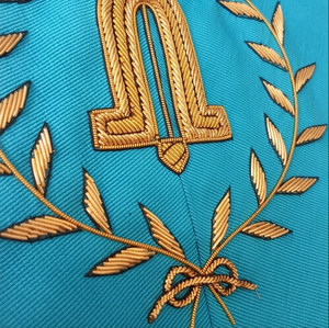 Collar de oficial de segundo grado de la Masonería, Rito de Memphis-Misraim, bordado a mano con hilo de oro, insignia ceremonial de la Logia Azul. - Product Image 5