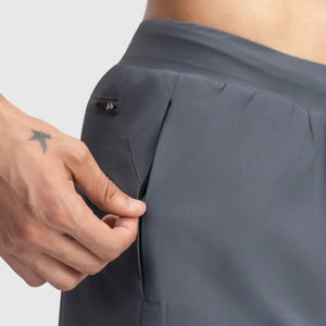 Double <b>Layer</b> Towel Loop Polyester Zipper Pockets Running Short High Quality Athletic Gym Wear <b>Mid</b> Waist Training Shorts for Men - Product Image 3