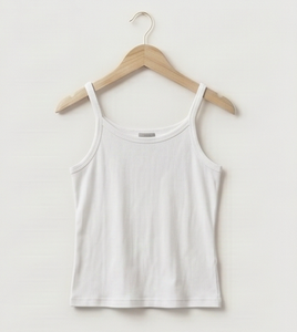 Débardeur blanc sans manches pour femme, col rond, couleur unie, tricoté, respirant, style minimaliste, longueur normale - Product Image 5