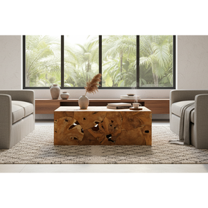 Table basse en teck rustique, en tronc de racine, pour salon, durable, artisanale, de luxe, ARTERRA - Product Image 4