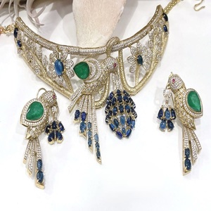 Dazzling Premium Quality Gold Plated Moissanite Necklace <b>Set</b> With Earrings for Wedding Wear Collection For <b>Women</b> - Product Image 6