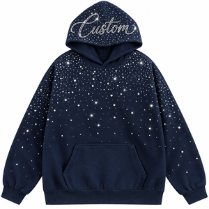 Sudadera con Capucha Personalizada Ecológica de Forro Polar con Logotipo Frontal de Pedrería para Mujer, Chaqueta con Capucha y Bolsillos, Estilo Casual - Product Image 1